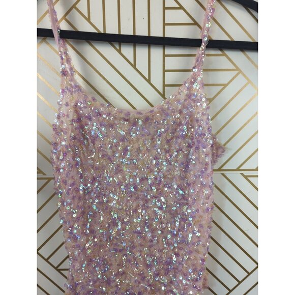 WOMEN'S Light Pink y2K Trendy Embroidery Sequins Top Cami Size Small READ - Picture 3 of 7